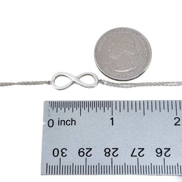 Vintage Sterling Silver 925 Infinity Symbol Bracelet 6"-7" - Picture 3 of 4